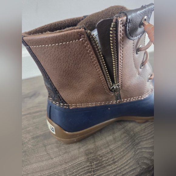 Sperry Womens Brown & Navy Duck Boots Size 7 - Picture 3 of 7